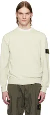 Stone Island Ivory Ribbed Knit Sweater With Crew Neckline In V0095 Sand