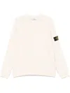 Stone Island Beige Long-sleeved Sweater With Distinctive Logo Patch In Beige