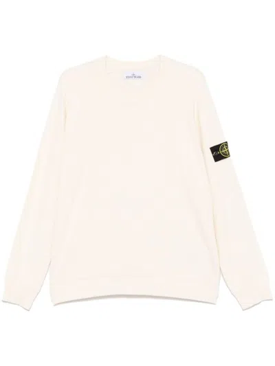 STONE ISLAND BEIGE SWEATSHIRT WITH LOGO PATCH