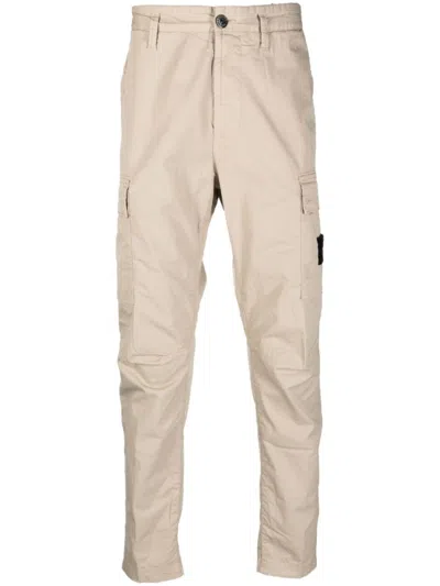 Stone Island Beige Tapered Leg Cargo Trousers In Sand