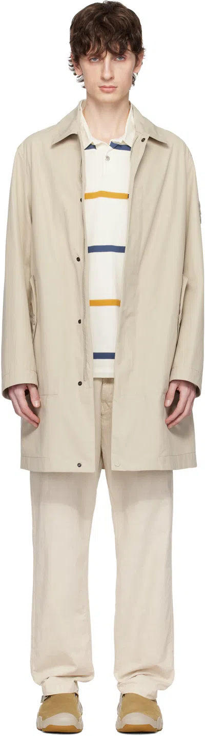 Stone Island Beige Weatherproof Cotton Canvas Coat In V0090 Beige