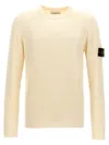 Stone Island Regular-fit Crewneck Sweatshirt With Ribbed Inserts In Beige