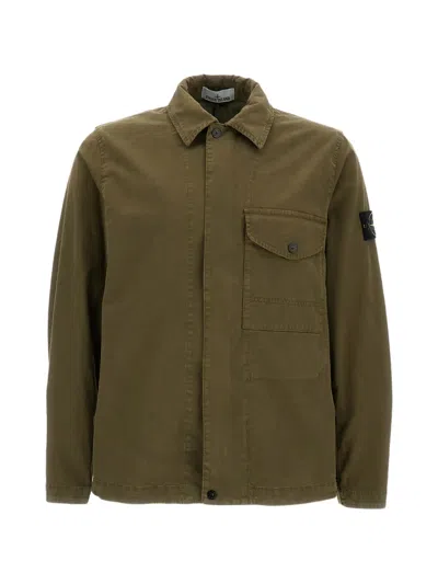 Stone Island Bellows Pocket Badge Shirt In Green
