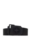 Stone Island Logo-buckle Tape Belt In Black