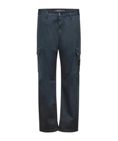 Stone Island Belt-loop Casual Pants In Black