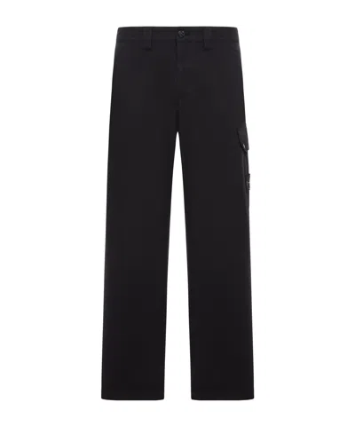 Stone Island Cargo-pocket Straight-leg Trousers In Black