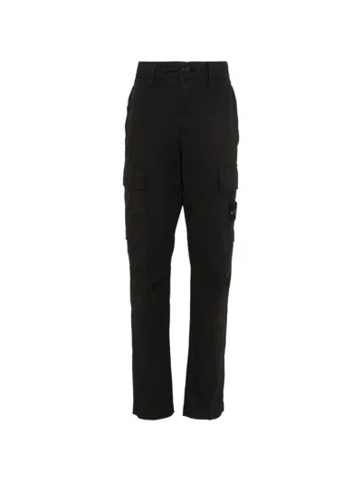 Stone Island Kids' Belt-loop Pocket Trousers In Black