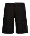 Stone Island Compass Patch Bermuda Shorts In Black