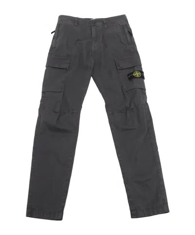 Stone Island Kids' Belt-loop Tapered Pants In Black