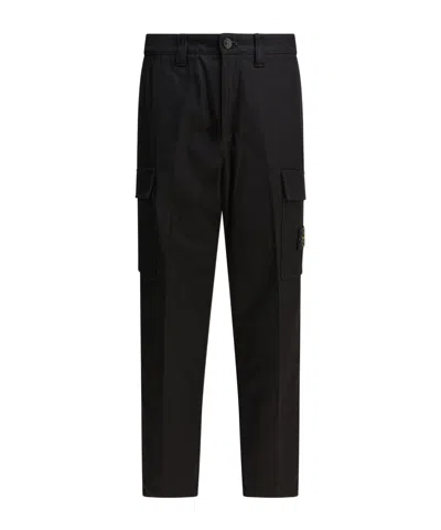 Stone Island Belt Loops Slacks In Black
