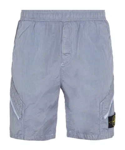 Stone Island Belt Ring Bermuda Shorts In Blue