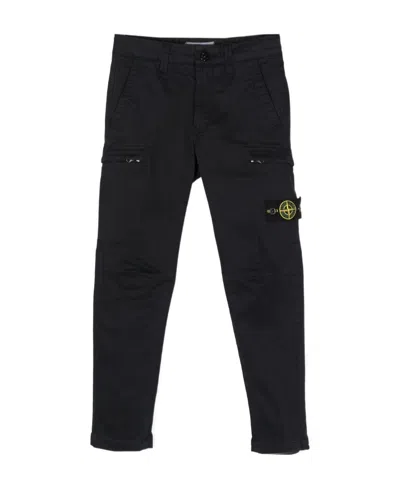 Stone Island Belt Ring Casual Pants In Blue