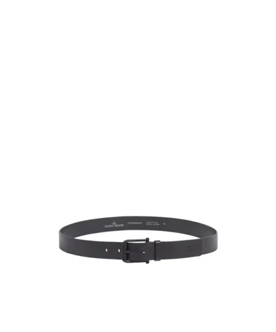 Stone Island Belt With Textured Buckle In Black