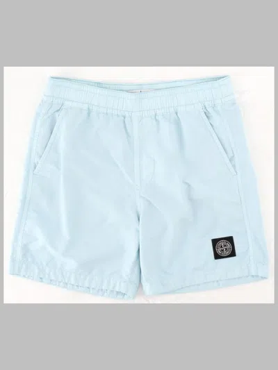 Stone Island Kids Mini Internal Drawstring Waist Mesh Lined Shorts For Boys In Blue