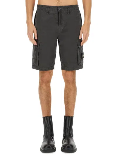 Stone Island Bermuda Cargo In Black