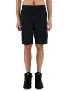 Stone Island Stretch Cotton Bermuda Shorts In Blue