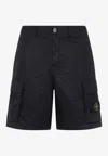 Stone Island Old Effect Cotton Cargo Bermuda Shorts Clothing In Black