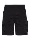 Stone Island Shorts In Knitteroptik Mit Kompass-patch In Black