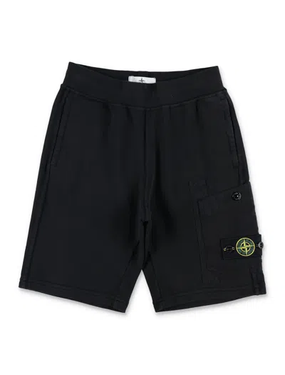 Stone Island Kids' Bermuda Completa Taschino Nylon In Black