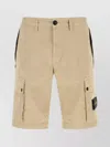 Stone Island Bermuda Cotton Shorts Multiple Pockets In Yellow