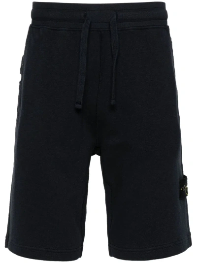 Stone Island Bermuda In Felpa In Blue