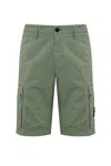 Stone Island Compass-motif Cargo Shorts In Sage