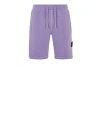 Stone Island Fleece Bermuda Shorts Purple Cotton In Purple