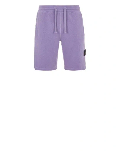 Stone Island Fleece Bermuda Shorts Purple Cotton