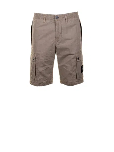 Stone Island Compass-badge Cargo Shorts In Brown