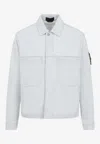 Stone Island Point Collar Jacket Long Sleeves Buttons In White