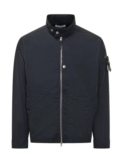 Stone Island Biker Jacket In Blue