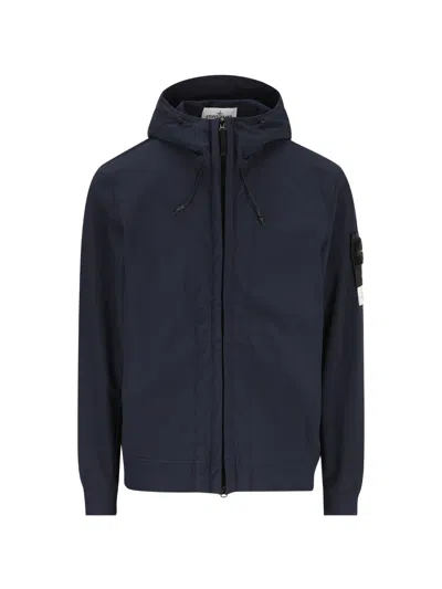 Stone Island Biker Jacket In Blue