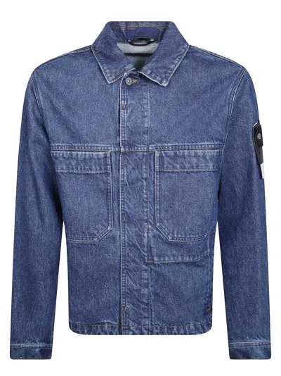 Stone Island Biker Jacket In Blue