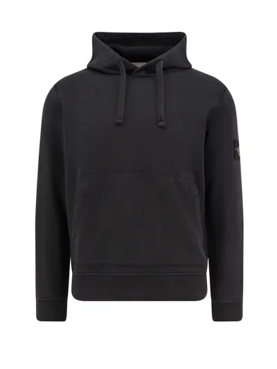 Stone Island Biologic Cotton Hooded Sweatshirt In Black