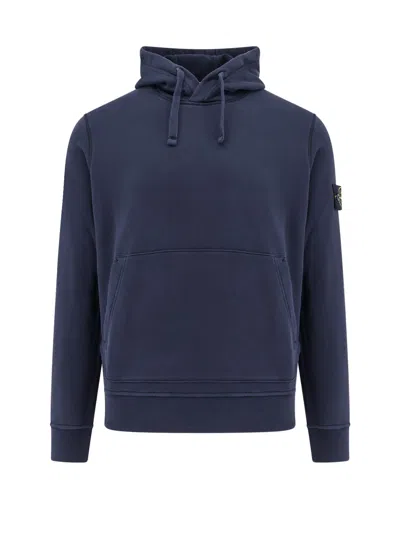 Stone Island Biologic Cotton Hooded Sweatshirt In Blue