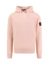 Stone Island Biologic Cotton Hooded Sweatshirt In Pink