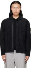 Stone Island Black 1200020 Wrinkled Corduroy 500-tc Jacket In Black