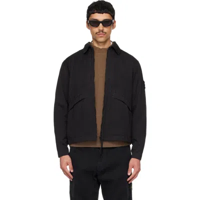 Stone Island Black 1200021 Raw Hand Wool Cotton Gabardine Jacket In V0029 Black