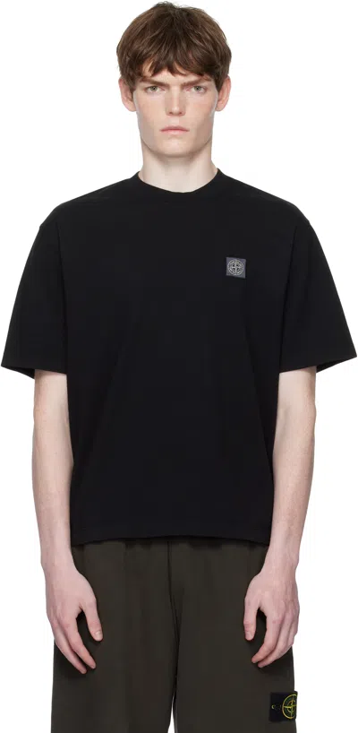 Stone Island Logo Cotton T-shirt In Black
