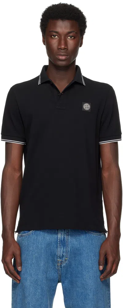 Stone Island Logo Patch Short-sleeved Polo Shirt In Blue