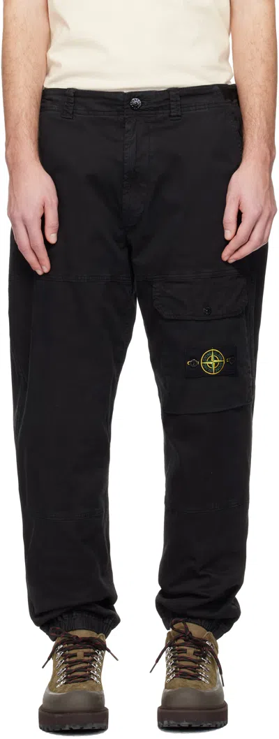 Stone Island Black 3100010 Organic Cotton Stretch Broken Twill Trousers