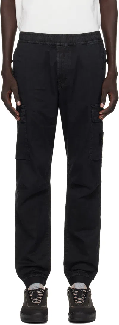 Stone Island Black 3100033 Stretch Organic Broken Twill Cotton Cargo Pants