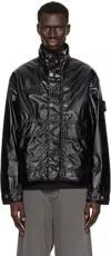 Stone Island Black 4100016 Mussola Gommata-tc Jacket In V0029 Black
