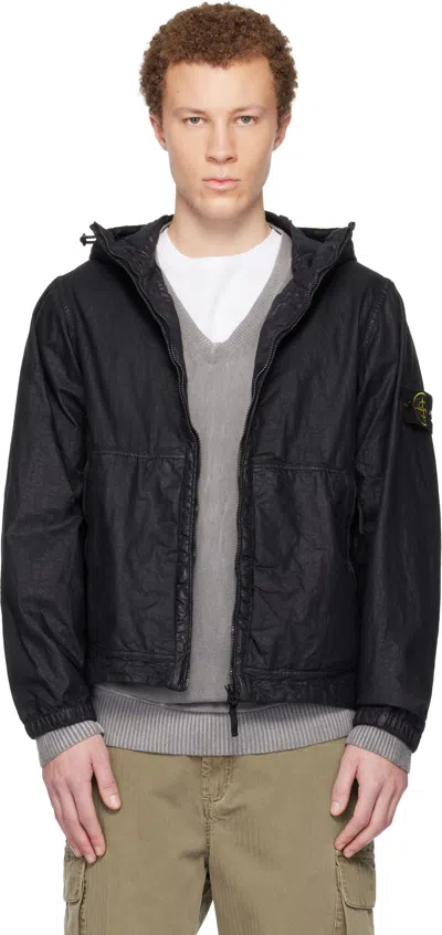 Stone Island Black 4100053 Organic-look Nylon Panama-tc Jacket