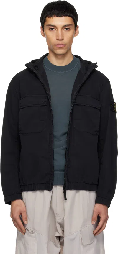 Stone Island Black 4100077 Stretch Organic Cotton Twill Jacket