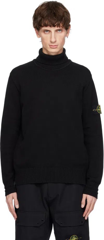 Stone Island Black 505a2 Winter Cotton Turtleneck In V0029 Black