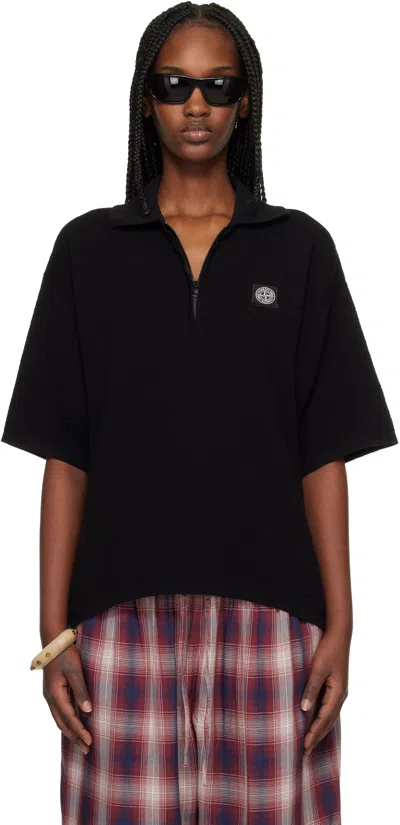 Stone Island Black 5100021 Light Raw Hand Organic Cotton Polo