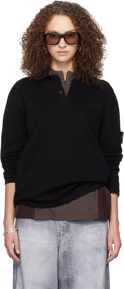 Stone Island Black 5100024 Micro Stitch Soft Organic Cotton Polo