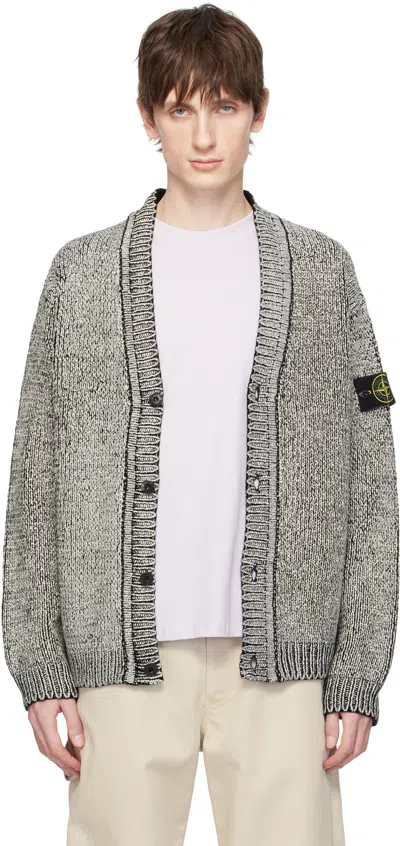 Stone Island Black 5100047 Cotton Chenille Cardigan In V0029 Black