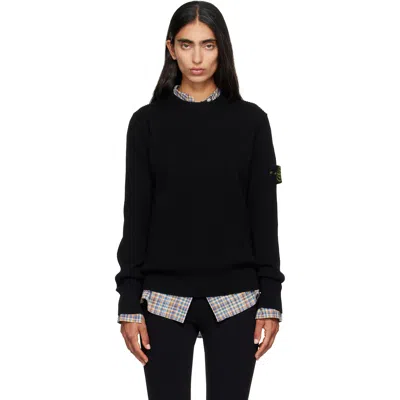 Stone Island Black 5100053 Full Rib Rws Wool Sweater In V0029 Black